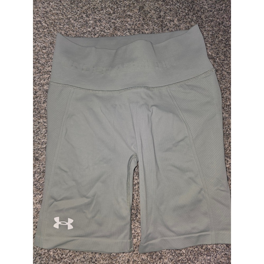 Under Armour Womens Seamless Bike Shorts Sage Green High Rise Athletic Small